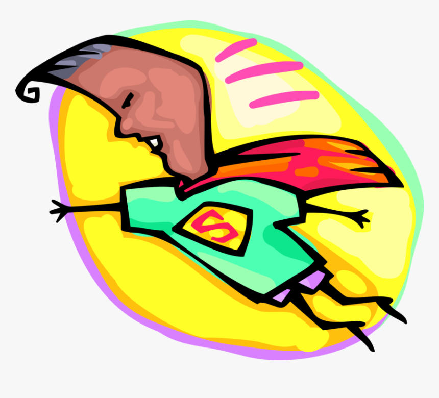 Vector Illustration Of Adolescent Flying With Superhero - Superman Cape, HD Png Download