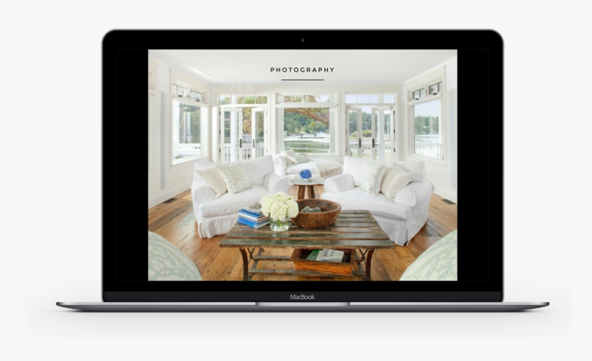 Nick Presentation 6 Macbook Mockup - Transitional Coastal Living Room, HD Png Download