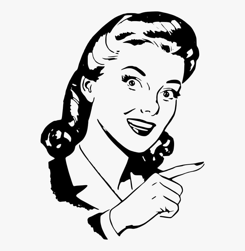 Female Clipart Black And White - Woman Pointing Finger Clipart, HD Png Download