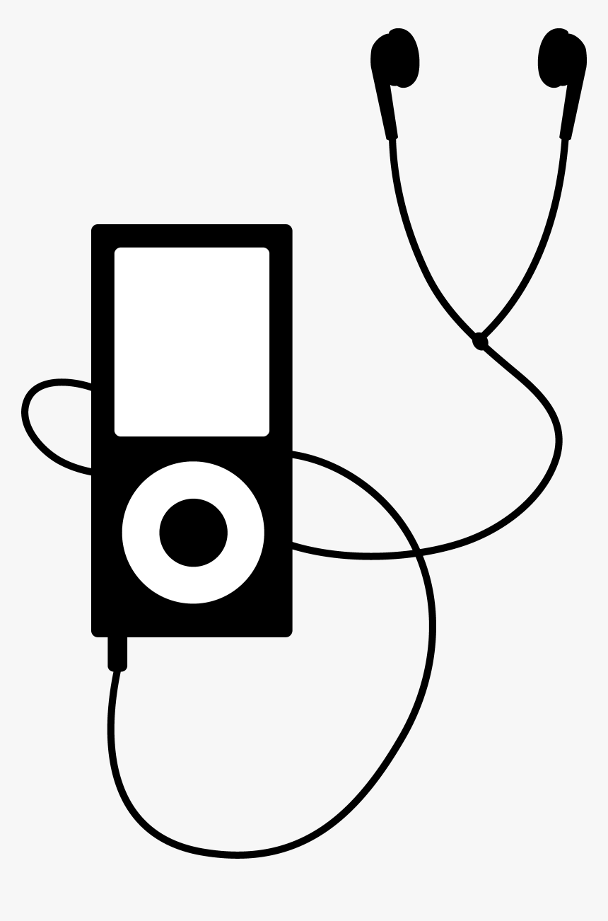 Drawn Headphones Music Note Clip Art - Mp3 Player Clip Art, HD Png Download
