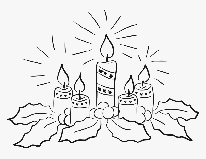 Christmas Candles Line Art Clip Arts - Christmas Candles Clipart Black And White, HD Png Download
