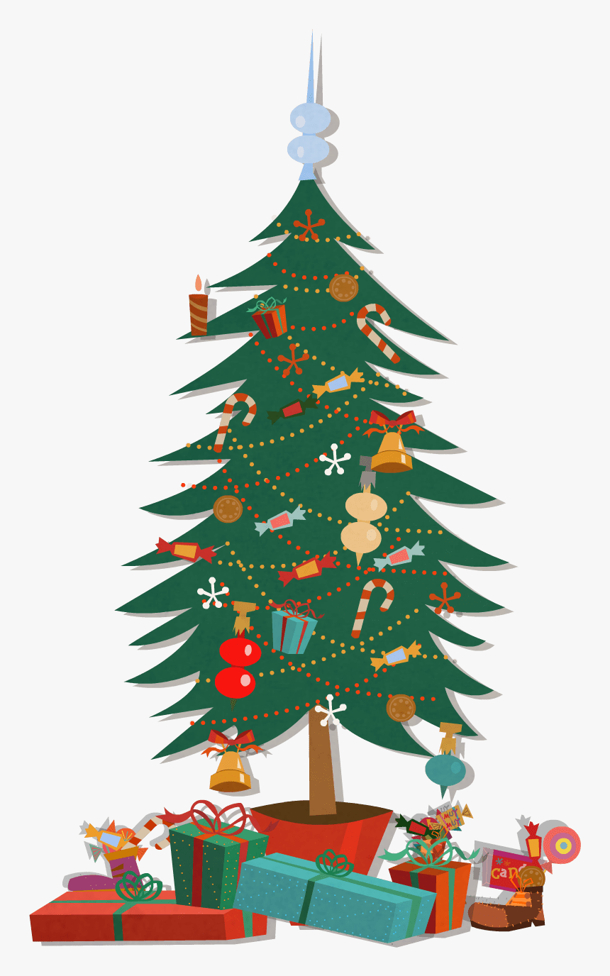 Background Interior Christmas Tree Free Christmas Art - Christmas Tree, HD Png Download