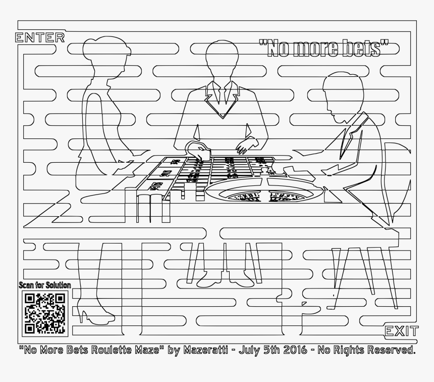 No More Bets Roulette Coloring Maze Clip Arts - Line Art, HD Png Download