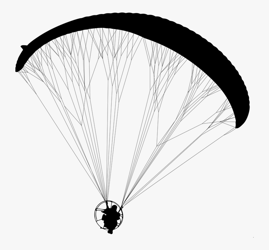 Paragliding, Parachute, Silhouette, Sport, Athlete, - Parachuting, HD Png Download
