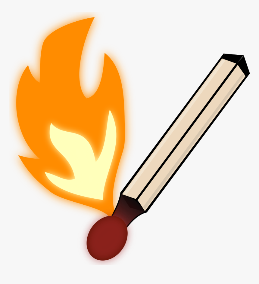 Burning Matchstick In Color - Clip Art Image Of Match Stick, HD Png Download