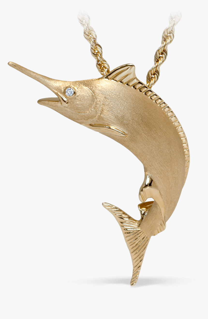 Yellow Gold Marlin Diamond Fish Necklace - Pendant, HD Png Download