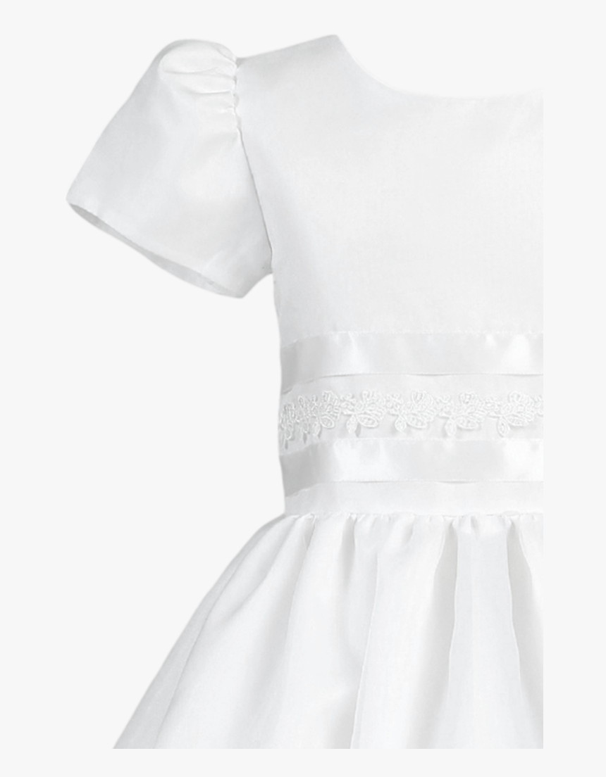 Lace & Satin Ribbon On White Organza First Holy Communion - Gown, HD Png Download