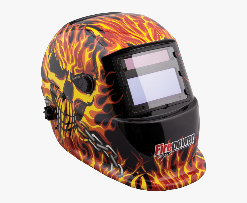 Firepower Skull & Fire Auto-darkening Welding Helmet - Motorcycle Helmet, HD Png Download