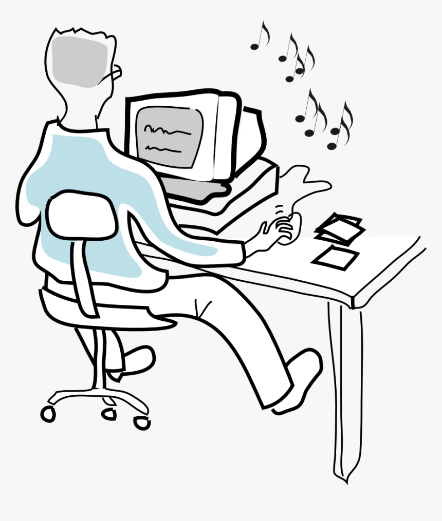 Computer User Burning Music Cds Svg Clip Arts - Clipart Listening To Music With Computer, HD Png Download