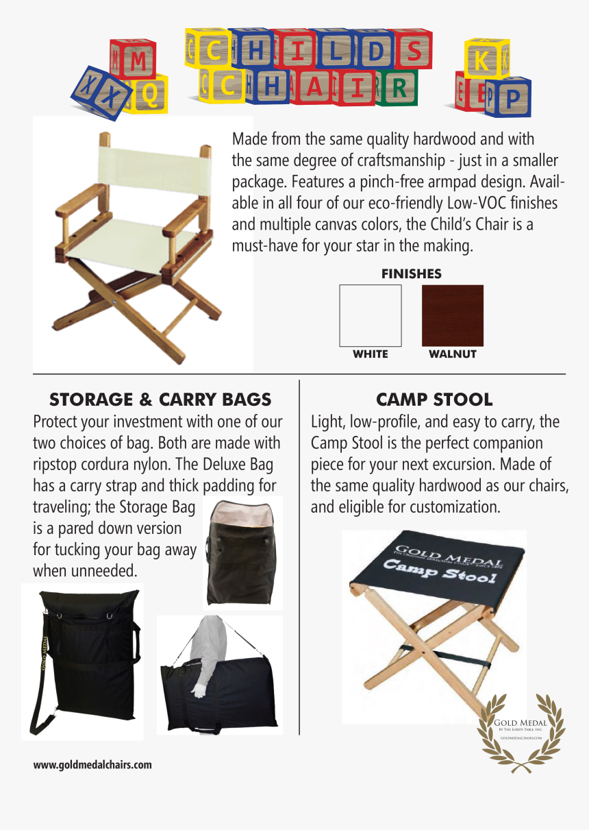 Gold Medal Director S Chair Catalog Childs Chair Page - Folding Chair, HD Png Download