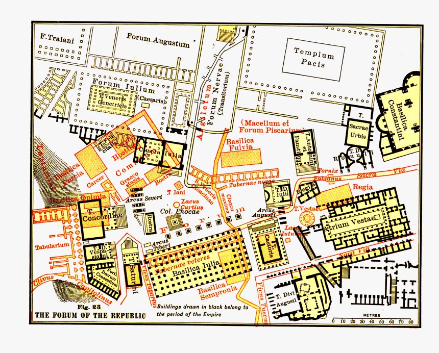 Map Of Ancient Rome Forum, HD Png Download