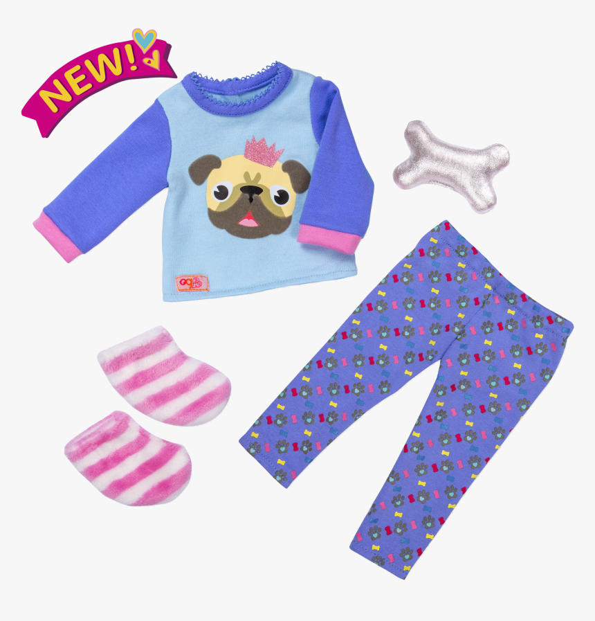 Pug Jama Party Sleepwear Outfit For 18 Inch Dolls - Our Generation Pug Pyjamas, HD Png Download