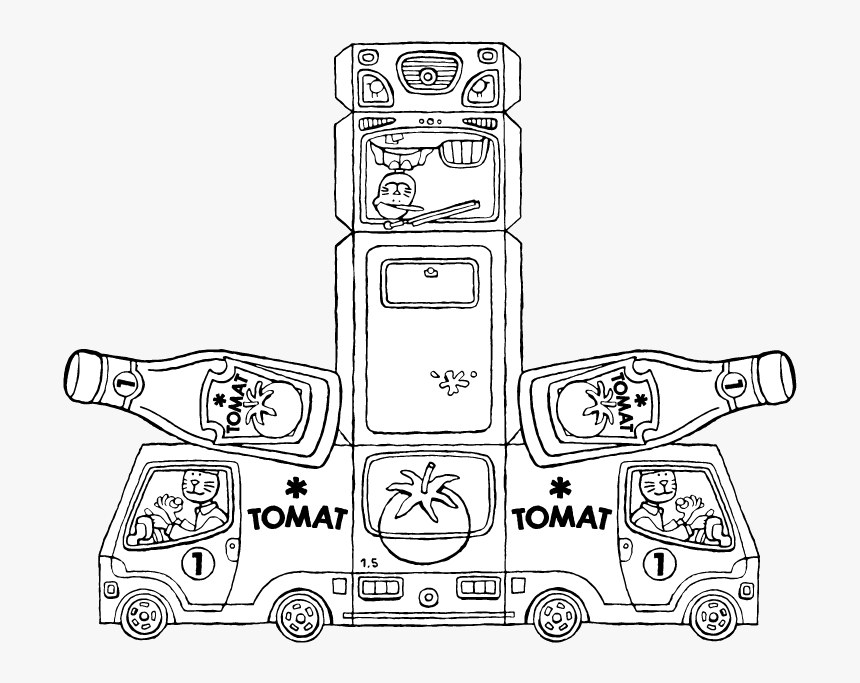 Make Your Own Delivery Van With Ketchup Bottle Colouring - Illustration, HD Png Download