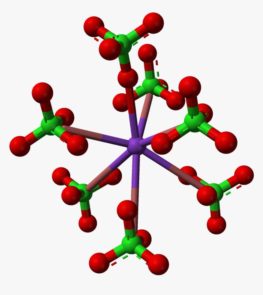 Potassium Perchlorate K Coord 3d Balls - Potassium Chlorate Crystalline Structure, HD Png Download