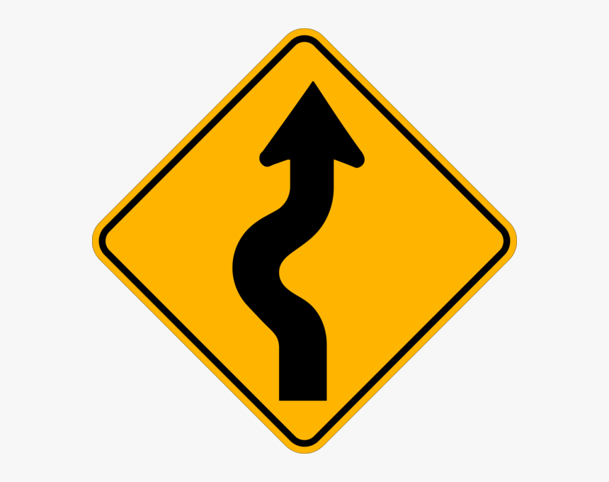 Wa-6 L Winding Road Left Ahead Western Safety Sign - T Intersection Ahead Sign, HD Png Download
