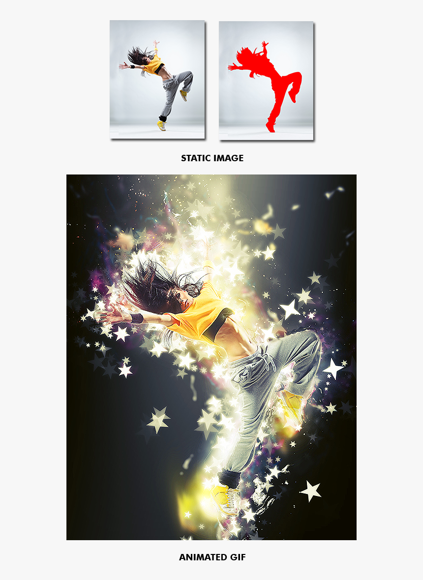 Gif Animated Stars Wave Photoshop Action, HD Png Download