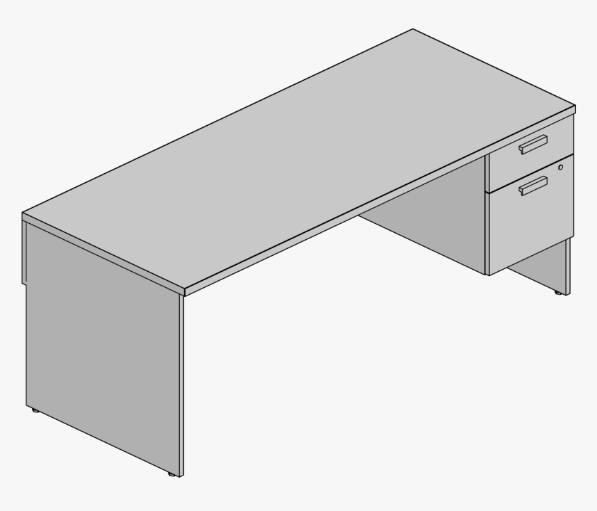 Desk-sgl Ped,hpl,3/4h Ped,rh,30x72, - Coffee Table, HD Png Download