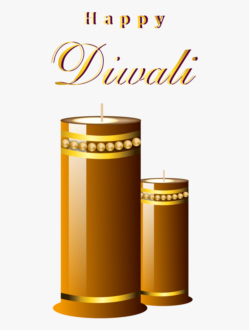Transparent Diwali Candle Diya Cylinder Yellow For - Happy Diwali Full Size, HD Png Download