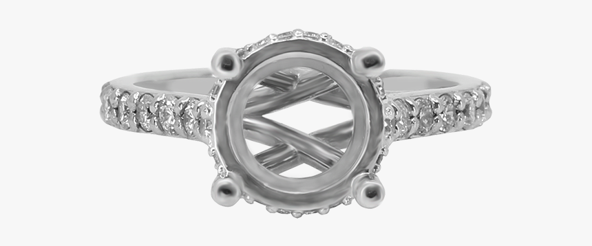 14k White Gold Round Cathedral Lucida Engagement Ring - Engagement Ring, HD Png Download