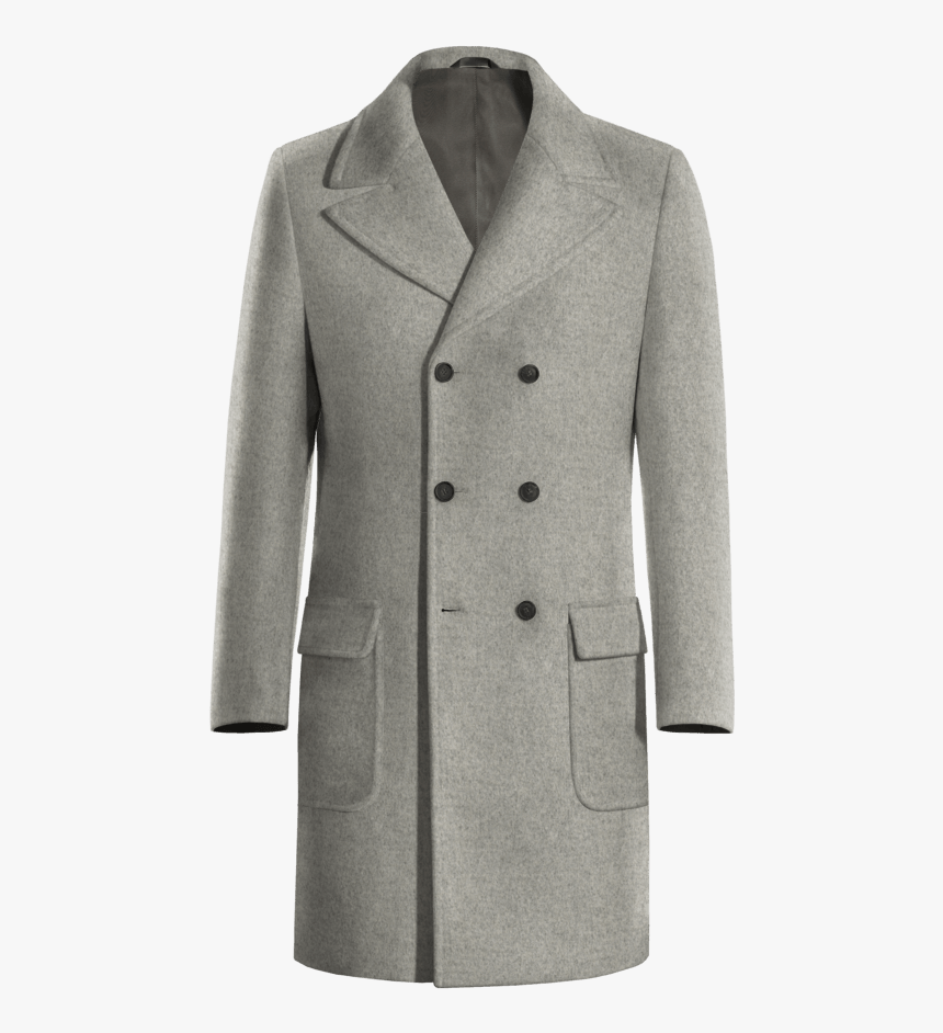 Brown Long Double Breasted Coat With Epaulettes - Overcoat, HD Png Download