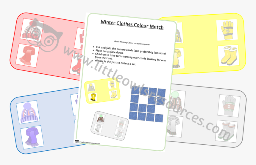 Winter Clothes Colour Match Memory Game/activity - Metal, HD Png Download