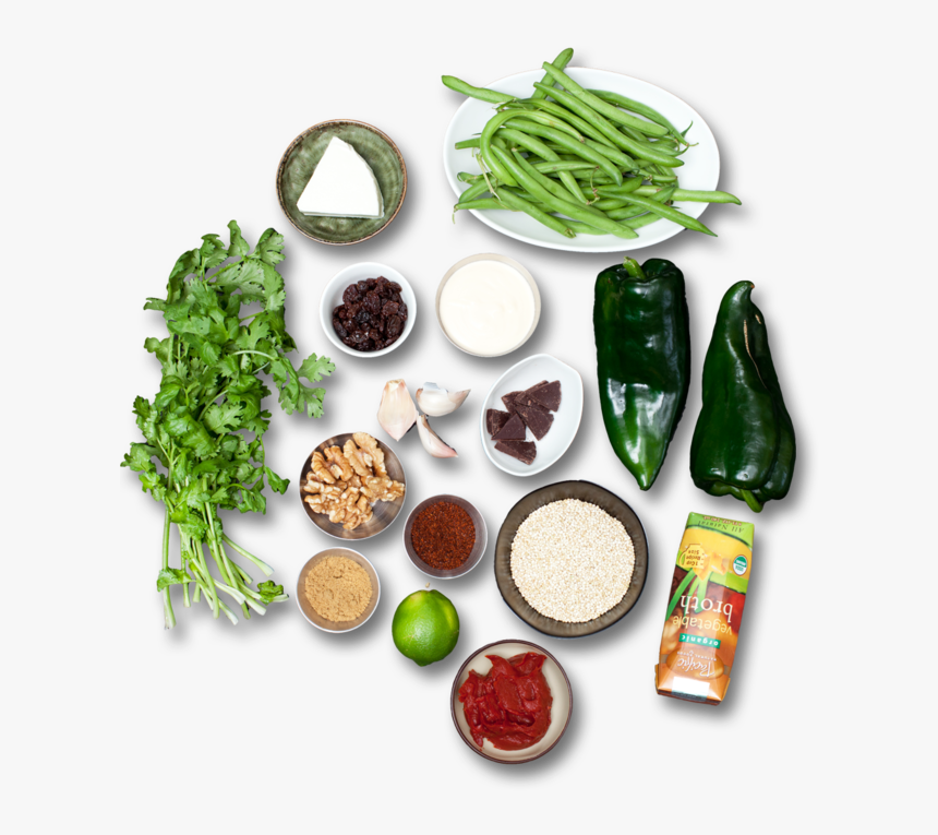 Quinoa-stuffed Poblanos With Mole Sauce & Green Beans - Superfood, HD Png Download