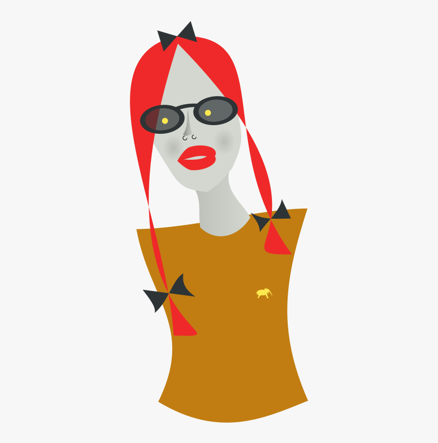 Lady With Yellow Eyes And Long Neck - Illustration, HD Png Download