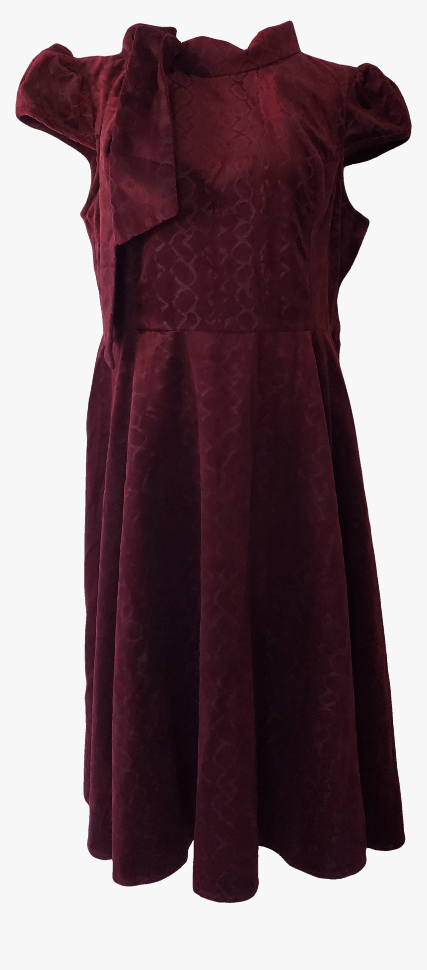 Red Velvet Pattern Dress With Tie Neck By Hearts And - Gown, HD Png Download