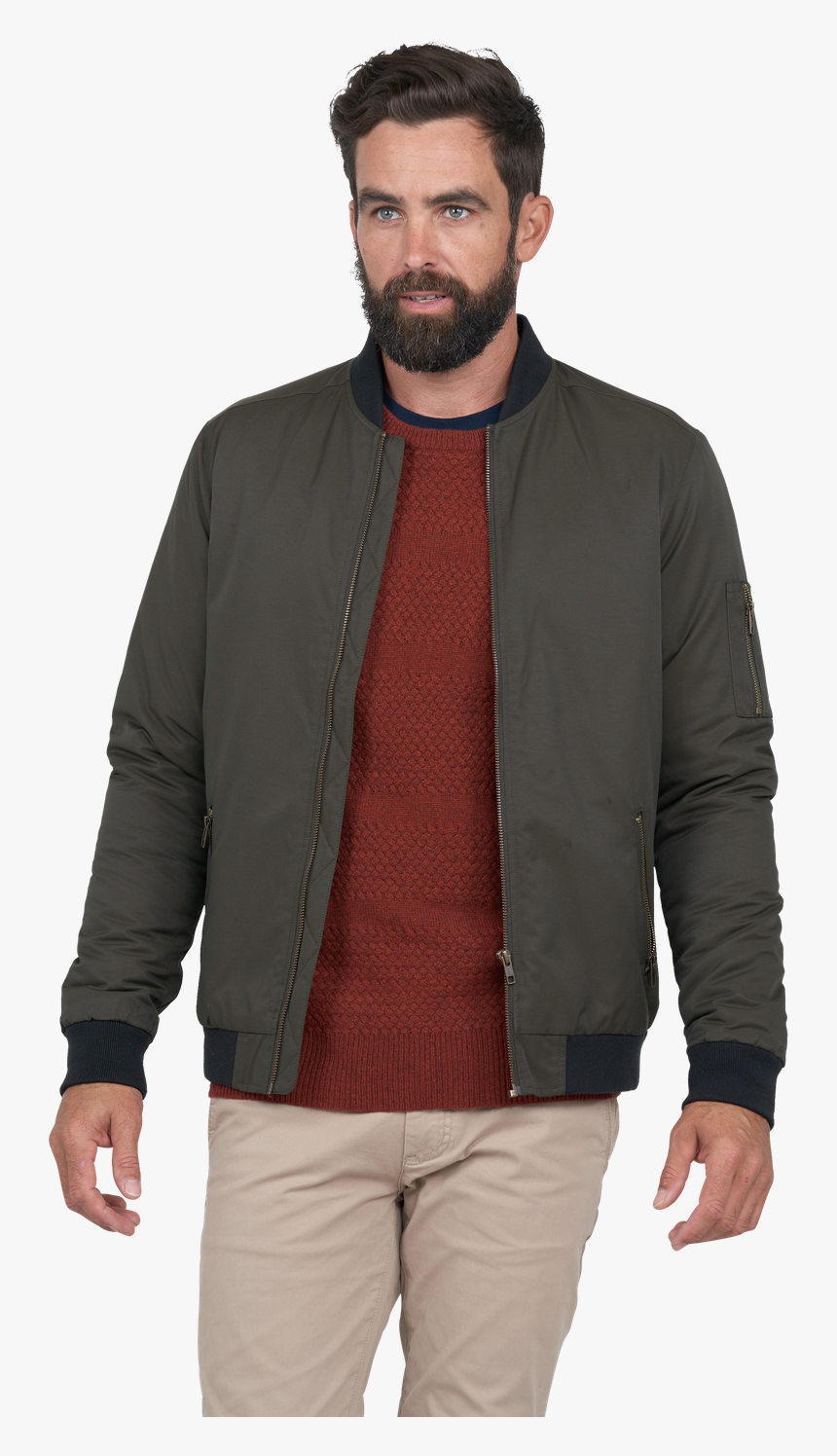 Get The Vernon Bomber Jacket In Olive Online - Pocket, HD Png Download