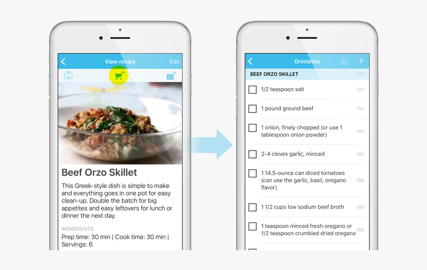 Recipe To Shopping List - Recipe On A Phone, HD Png Download