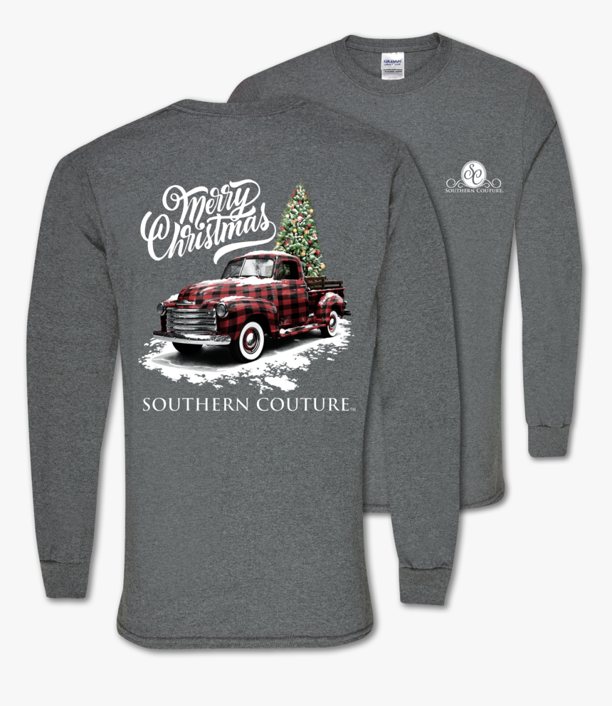 Sc Classic Buffalo Plaid Truck Ls-graphite Heather - Simply Southern Christmas Shirts 2019, HD Png Download