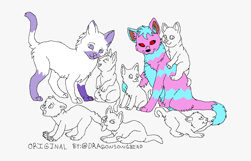 Cat Drawing Bases Family, HD Png Download