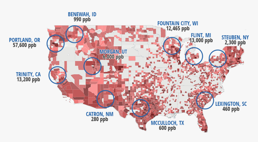 Map Of Lead In Drinking Water, HD Png Download