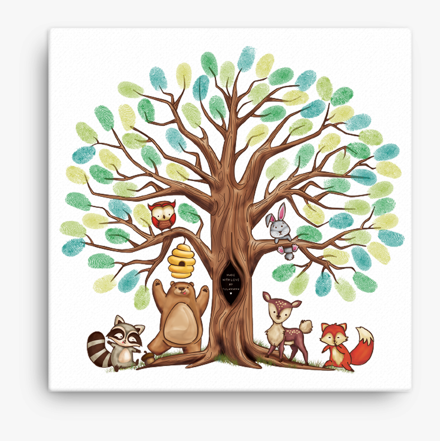Woodland Baby Shower Fingerprint Tree, HD Png Download