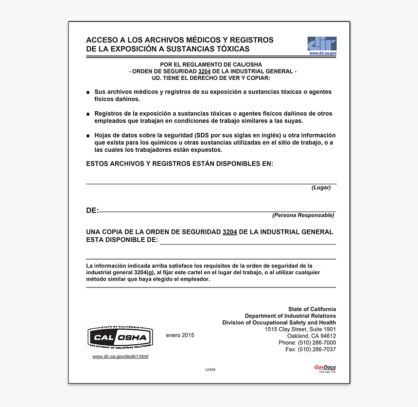 California Occupational Safety And Health Administration, HD Png Download
