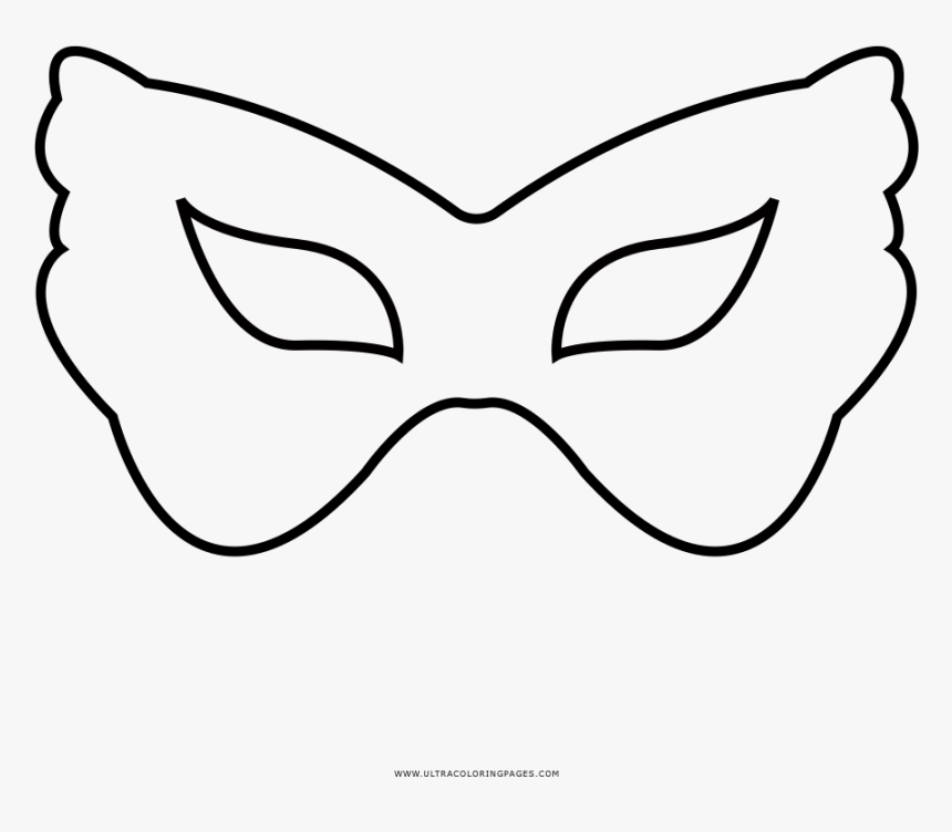 Carnaval Mask Coloring Page - Line Art, HD Png Download