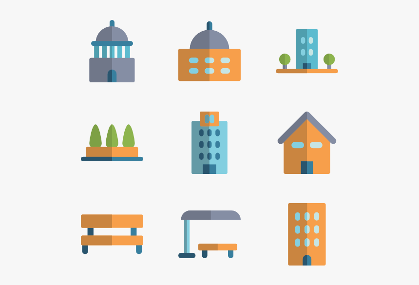 Flat Color Building Png, Transparent Png