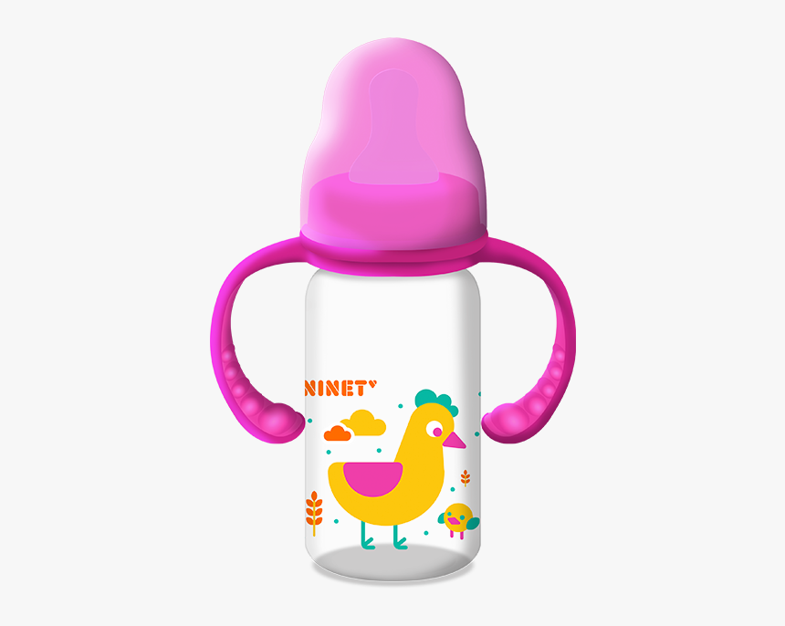 Biberón Cilíndrico Con Agarradera Rosa - Biberón Con Dos Agarraderas, HD Png Download