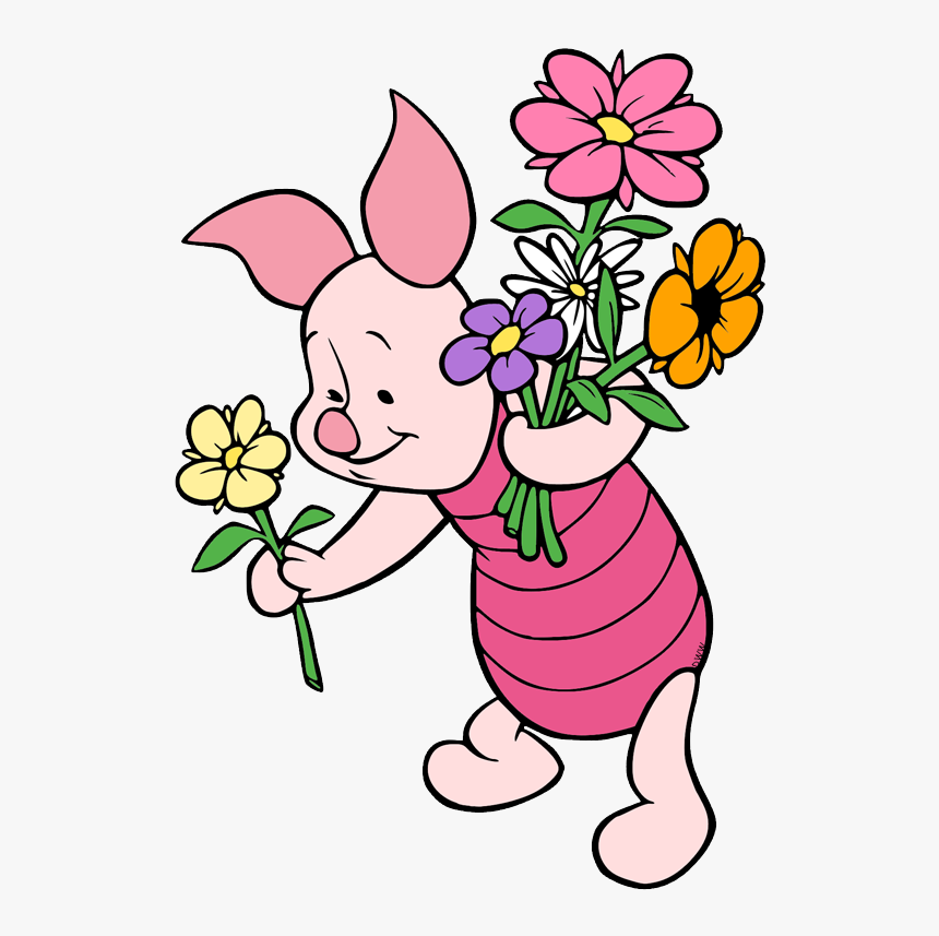 Piglet Holding Flowers, HD Png Download , Transparent Png Image - PNGitem