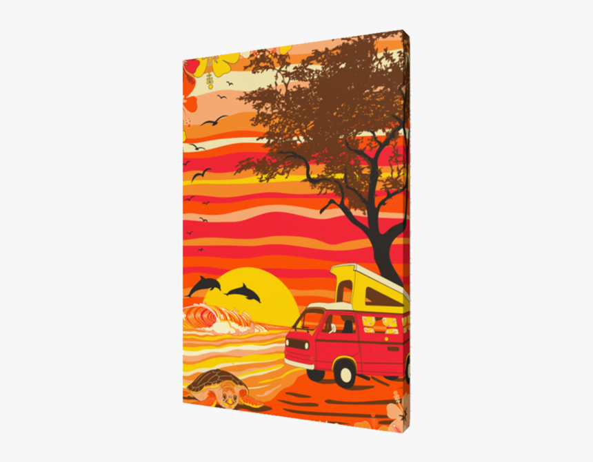 Van Camping On A Hawaii Beach Wrapped Canvas Print - Road, HD Png Download