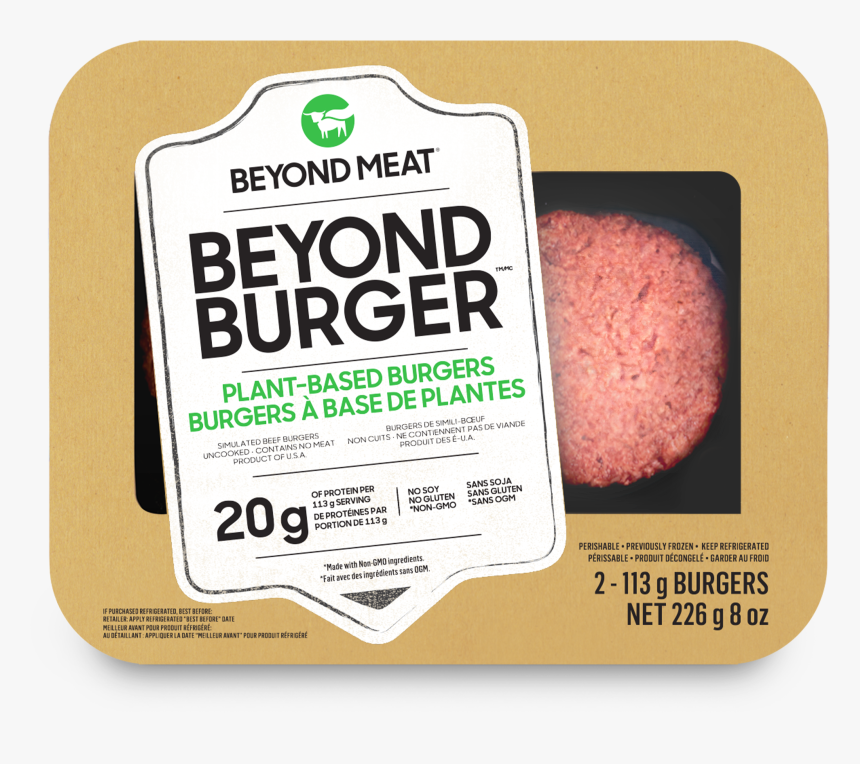Uncooked Beyond Burgers In Its Brown, White, And Green - Beyond Meat Burger Canada, HD Png Download