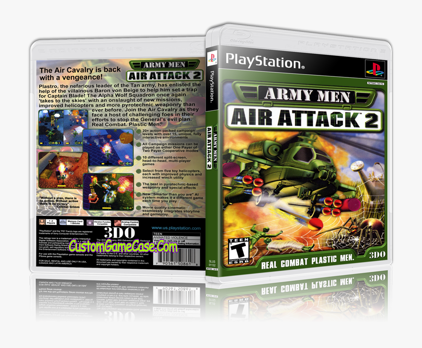 Army Men Air 2 Sony Playstation 1 Psx Ps1 Empty Custom - Army Men Air Attack 2 Ps2 Cover, HD Png Download