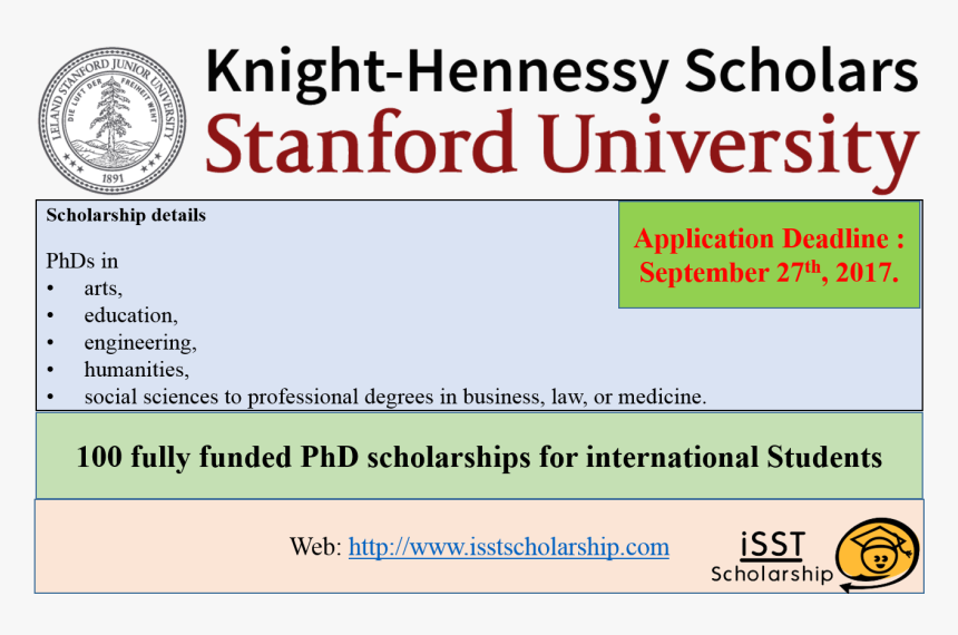 100 Fully Funded Phd Scholarships For International - Stanford University, HD Png Download