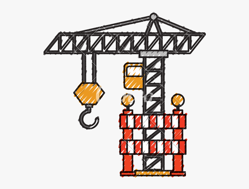 Construction Tower Crane Barricade Caution - Tower Crane Work Clipart, HD Png Download