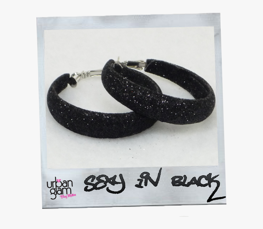 Black Sparkle Hoop Earrings, HD Png Download