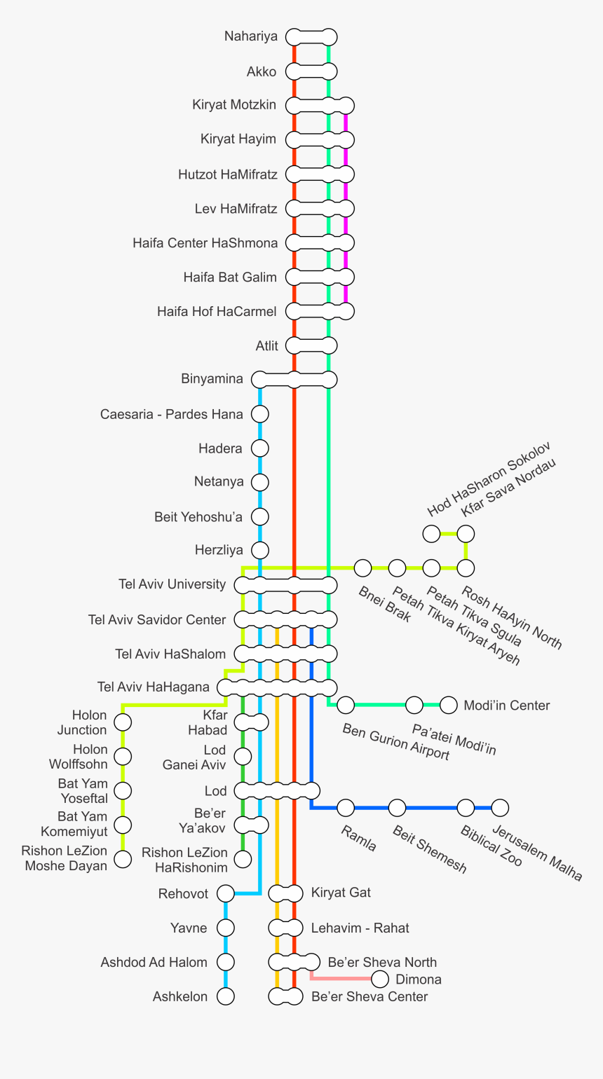 File - Ir2011map - תוכנית חומש רכבת ישראל, HD Png Download