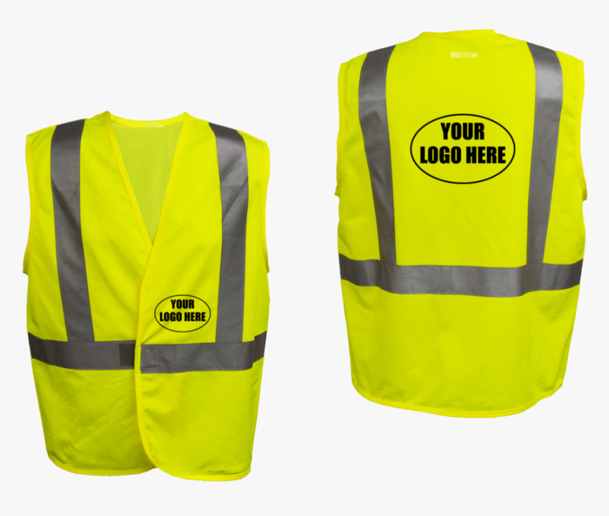Reflective Budget Ansi Class 2 Vest With Logo - Reflective Vest Front And Back, HD Png Download