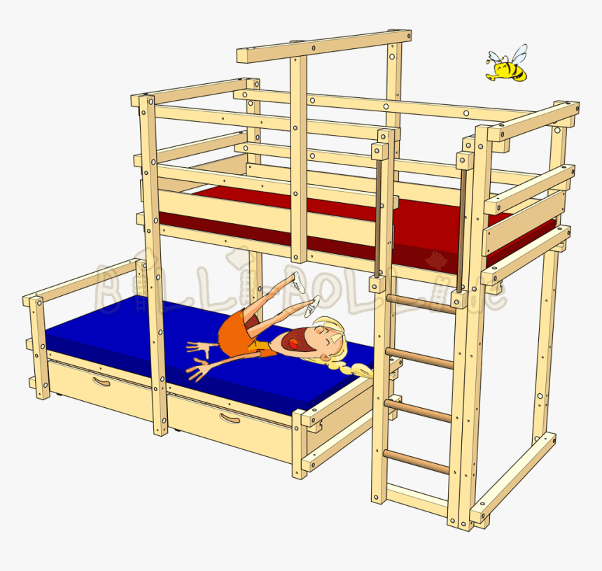 Clipart Bed Childrens Bed - Lit Enfant Superposé Décalé, HD Png Download