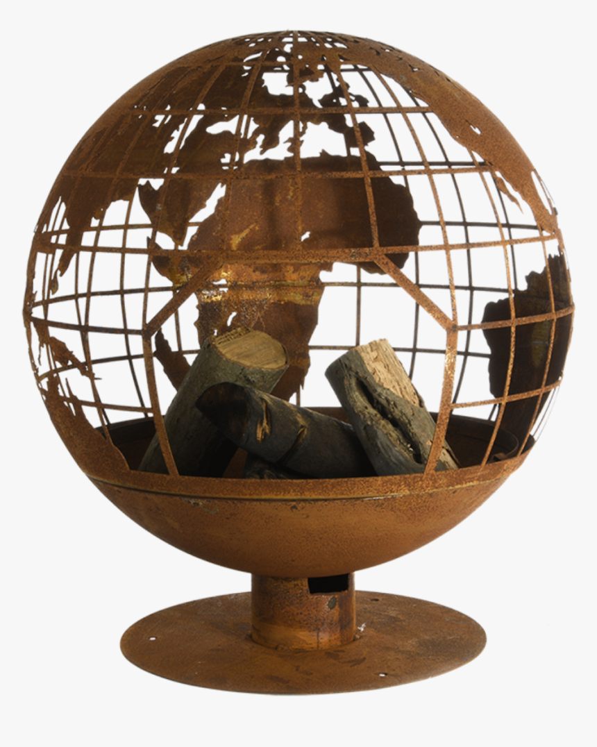 Fire Ball Laser Cut Rust Globe - Globe, HD Png Download