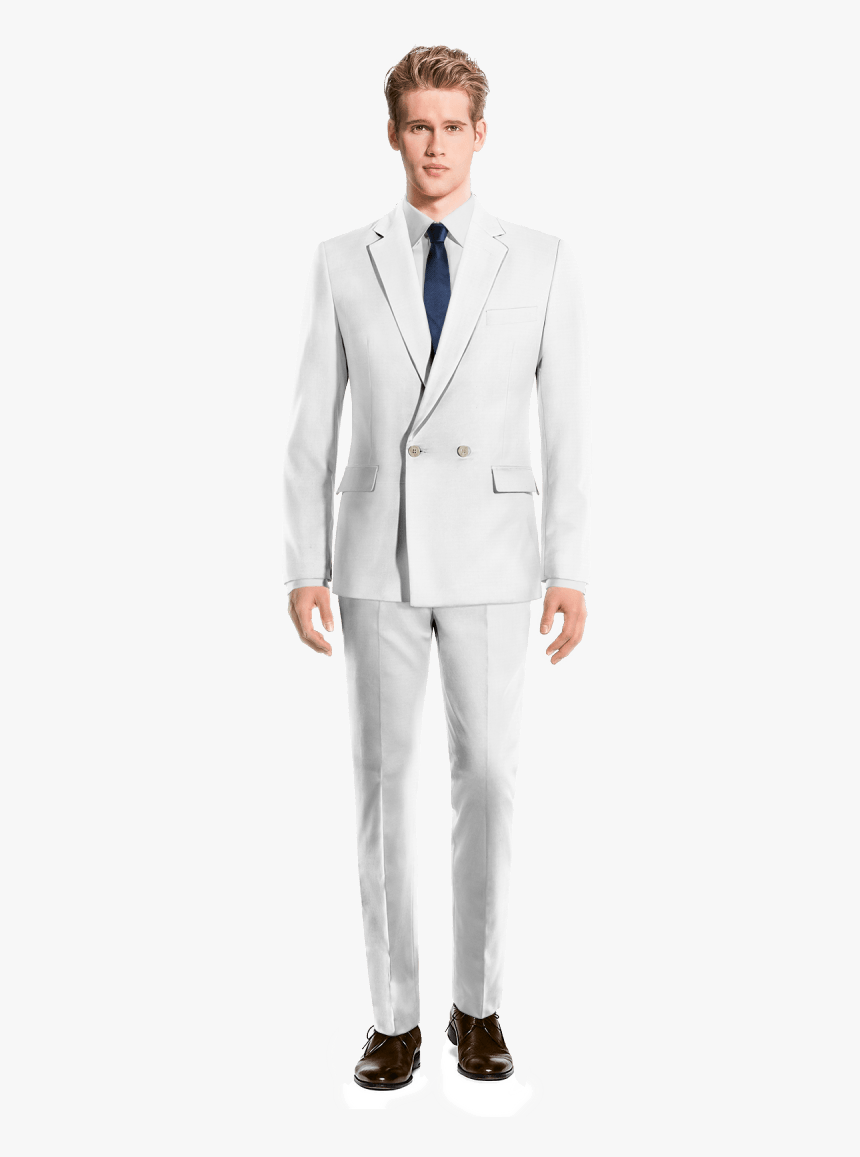 White Wool Blends 2 Buttons Double Breasted Suit-view - Mao Suit, HD Png Download